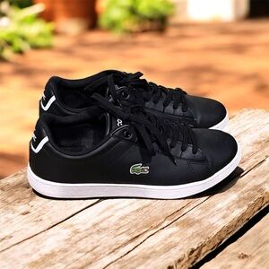 Lacoste Black Leather Sneakers with White Accents size 9